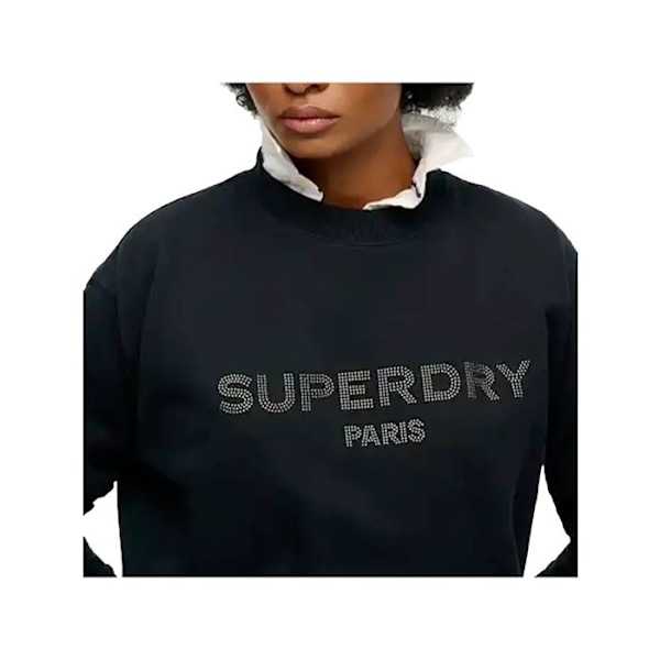Sweat Superdry Dame Varsity Loose Sort Bomuld Svart XS