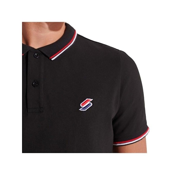 Polo Superdry Herr Original mini logotyp Svart Bomull Svart S