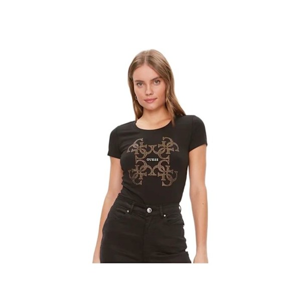 T-shirt til kvinder Guess 4G kolsvart a996 S