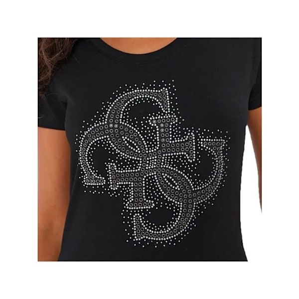 T-paita Guess Naisille Strass 4G Musta Puuvilla Svart S