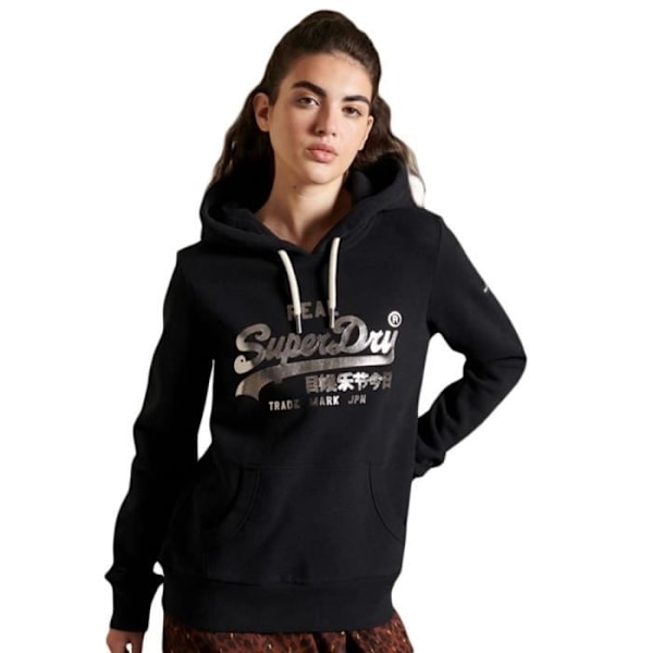 Sweat Superdry Kvinna Vintage logotyp Svart Bomull Blå XS