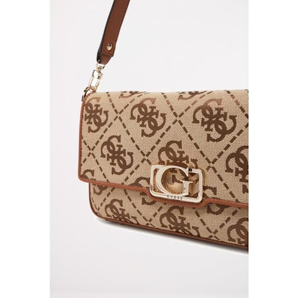 GUESS Axelremsväska beige brun för kvinnor - Circe Flap Shoulder Bag Latte Logo 304283 beige, ljusbrun