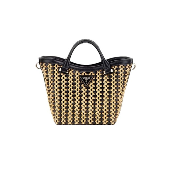 Håndtaske - GUESS - Atalia Mini Tote - Sort / Beige - Aftagelig skulderrem - Vævet svart, beige
