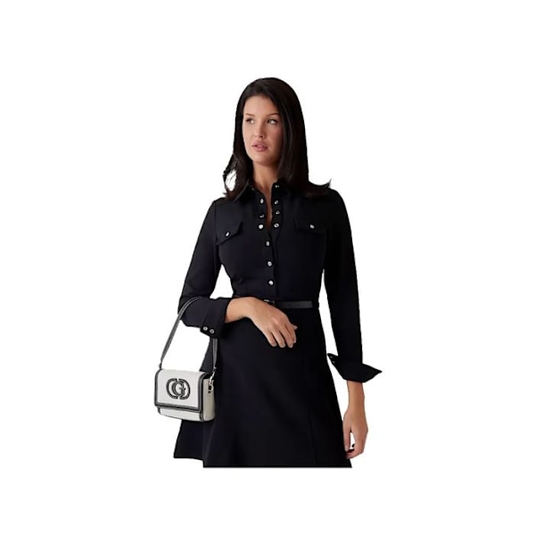 GUESS Axelväska med axelrem i kräm och svart för kvinnor - Sebina Flap Shoulder Bag Natural / Black 293478 kräm, svart
