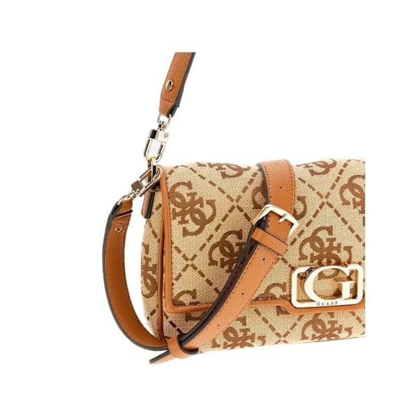 GUESS Axelremsväska beige brun för kvinnor - Circe Flap Shoulder Bag Latte Logo 304283 beige, ljusbrun