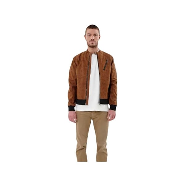 Veste bombers Kaporal brun - Coupe ajustée - Col boutonné Kamel XL