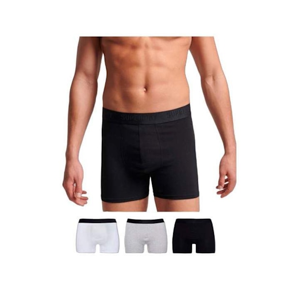 Superdry boxershorts - Paket med 3 - Ekologisk bomull - Elastiskt midjeband - Exceptionell komfort Svart/grå/vit S