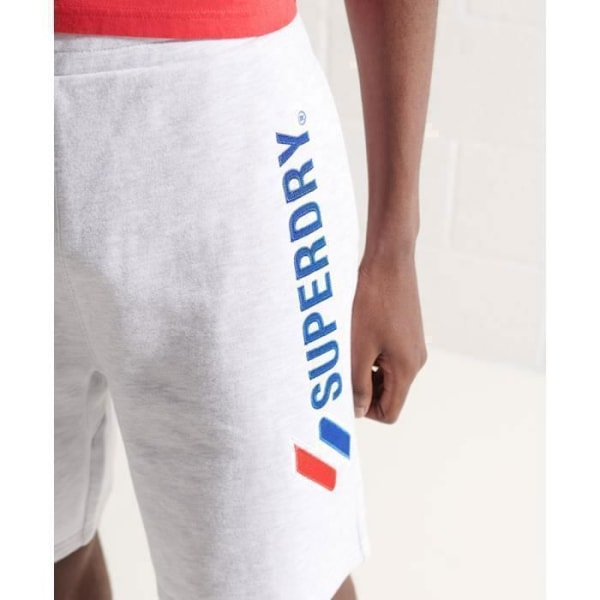 Sportstyle-applikoidulla kuviolla varustettu shortsi Superdry - jäävuorenvalkoinen mélange Glaciär vit fläckig M