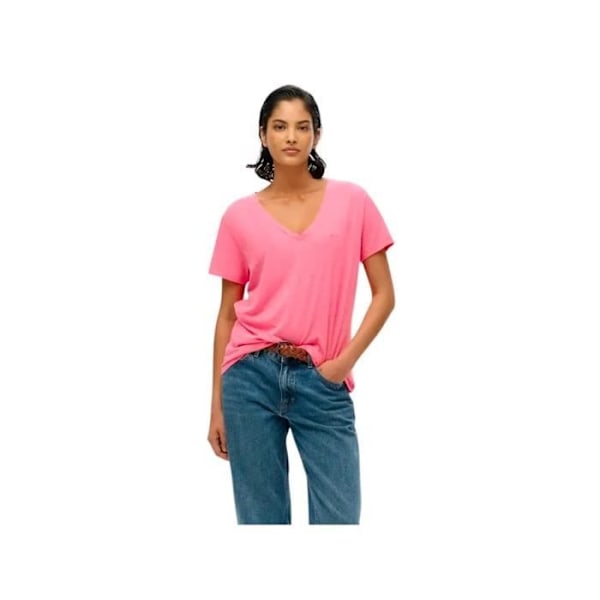 T-shirt Superdry Dame Slub Broderet Rose Bomuld - XS
