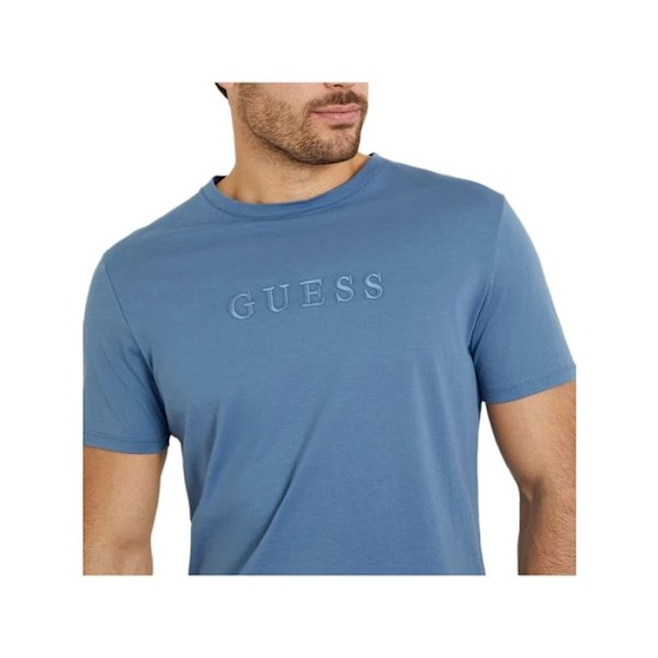 T-shirt Guess Herr Pima Blå Bomull Blå XS