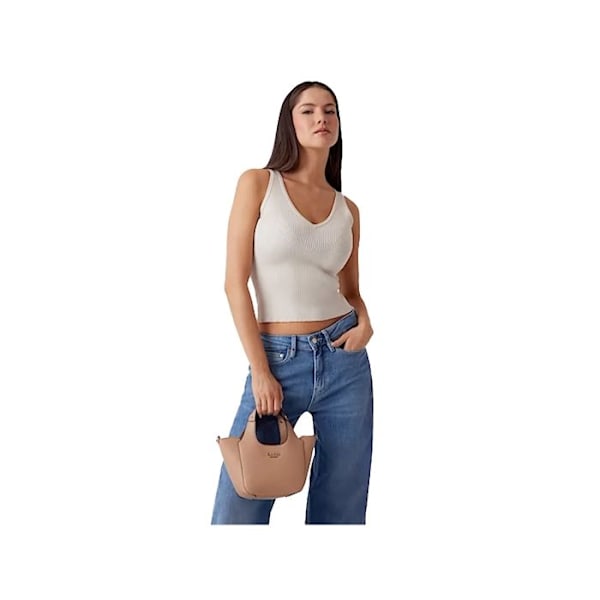 Käsilaukku - GUESS - Helina Mini Tote - Bež - 18x12,5x7,5 cm - Irrotettava olkahihna beige