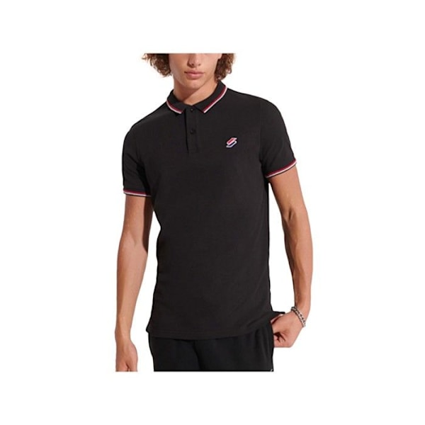 Polo Superdry Herr Original mini logotyp Svart Bomull Svart S