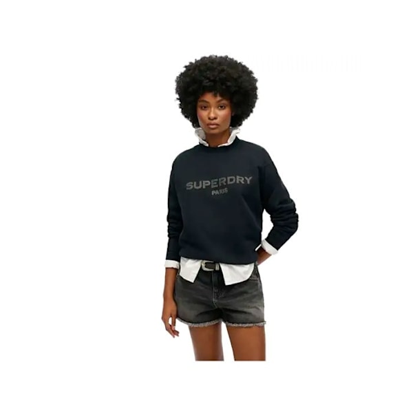 Sweat Superdry Dame Varsity Loose Sort Bomuld Svart XS