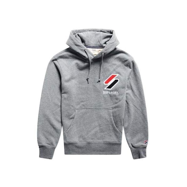 Sportstyle Superdry - harmaa melange huppari, jossa on applikoitu logo Grå brinnande melerat S