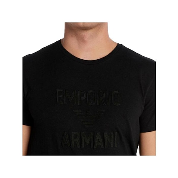 T-shirt med stort broderet logo - Emporio Armani - Herre - Sort - Korte ærmer - Regular fit Svart M