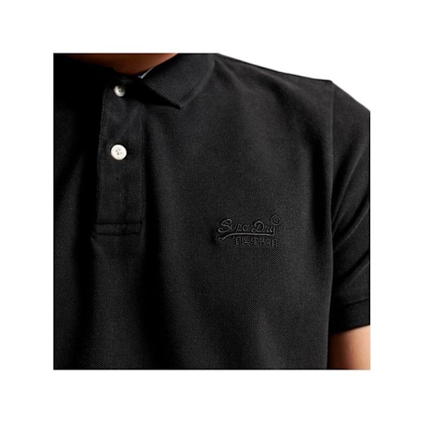 Polo Superdry Vintage Destroy luomupuuvillasta - musta Svart S