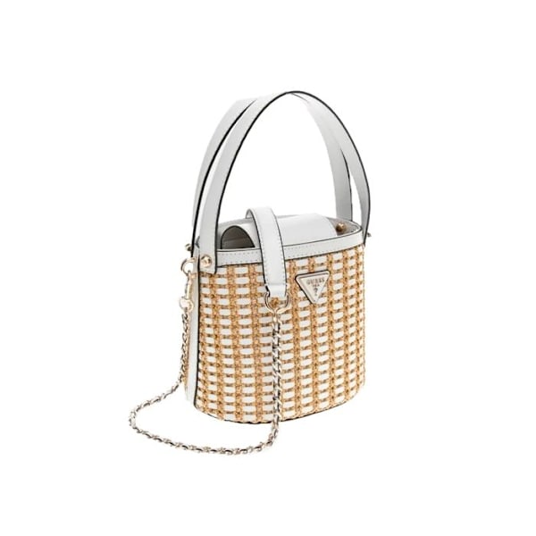 Skrå taske - GUESS - Atalia Crossbody Bucket Bag - Beige / Hvid - Mål 19,5x17,5x14,5 cm beige, vit