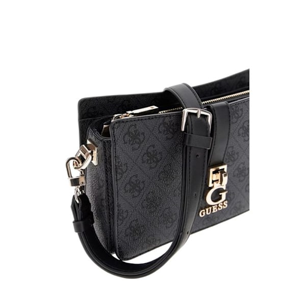 GUESS Darksilver svart axelväska för kvinnor - Zamira Top Zip Axelväska Kol-logo 300567 mörkgrå, svart