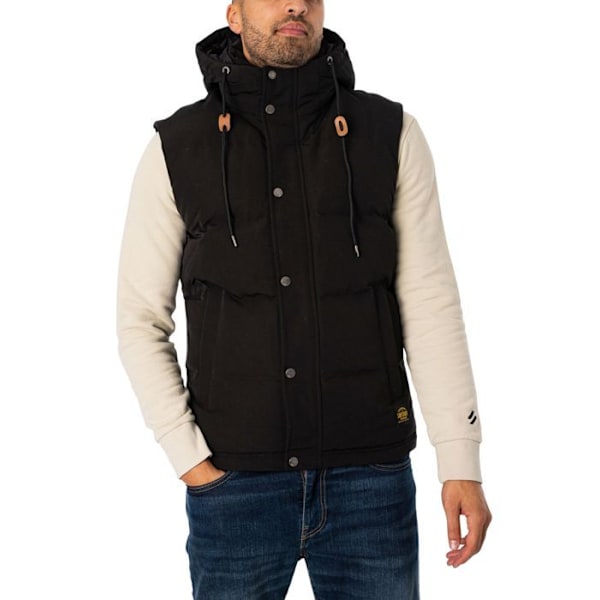 Doudoune SUPERDRY Everest med hætte 12A - Herre - Sort - Lynlås Svart jag