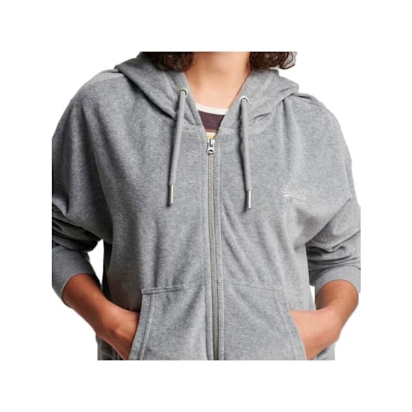 Sweat Superdry Dam Velour Grå Bomull Grå M