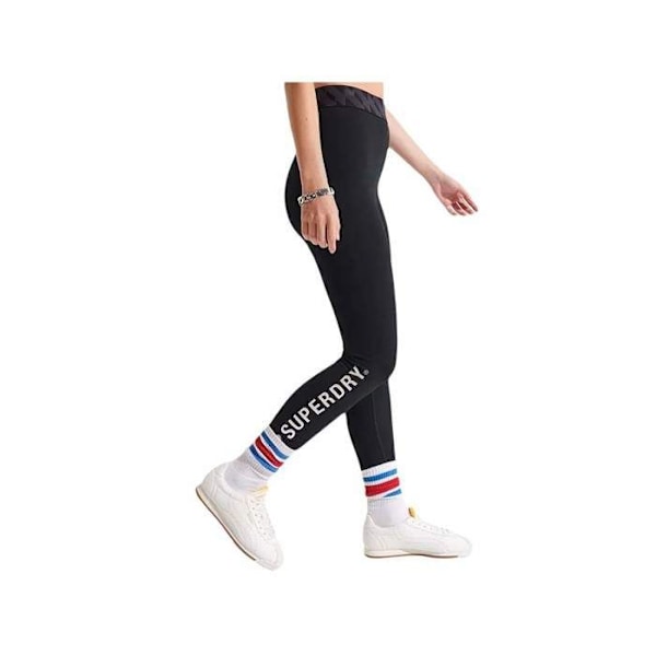 Legging Superdry Dame Elastisk Kode Sort Bomuld Svart XS