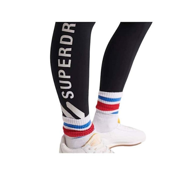 Legging Superdry Dame Elastisk Kode Sort Bomuld Svart XS
