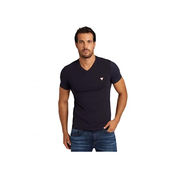 T-shirt med V-hals för män Blå Guess - S Blå S