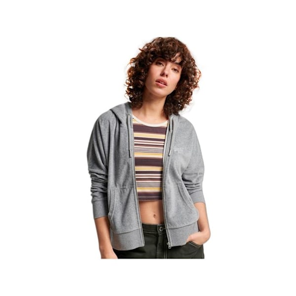 Sweat Superdry Dam Velour Grå Bomull Grå M
