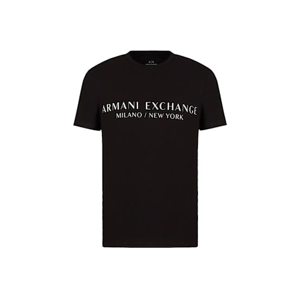 T-paita Armani Exchange Musta - Mies - Pyöreä kaula-aukko - Logo rinnassa - Kontrastivärit yksityiskohdat Svart jag