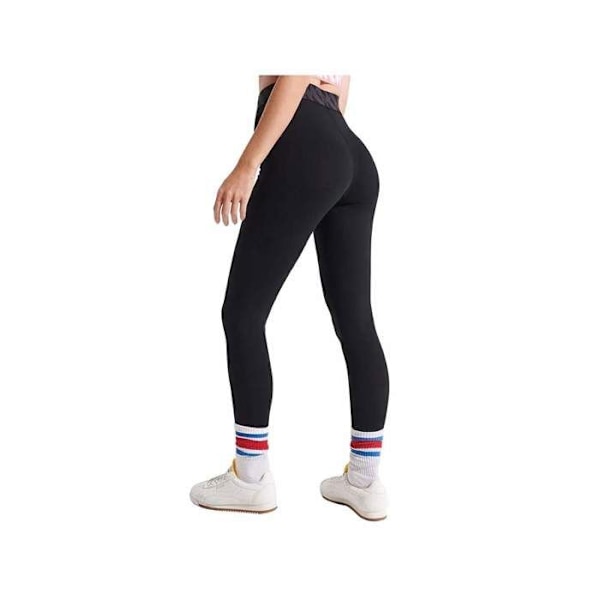 Legging Superdry Dame Elastisk Kode Sort Bomuld Svart XS