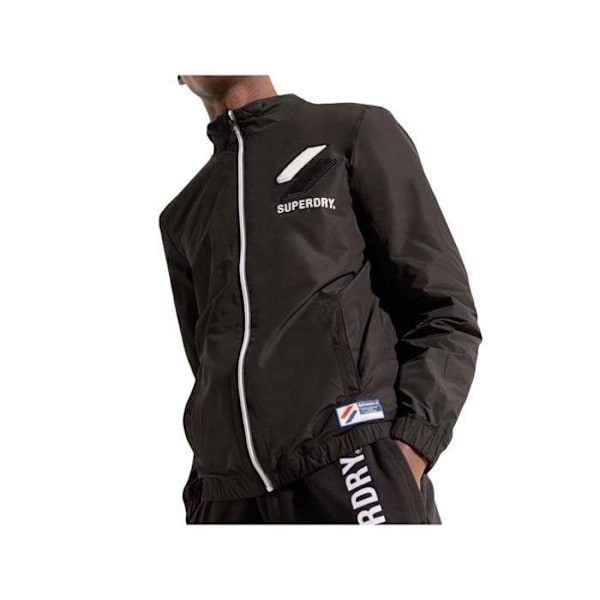 Superdry Track Jakke - Sort - Herre - Langærmet - Lynlås - Knaplukning lommer Svart M