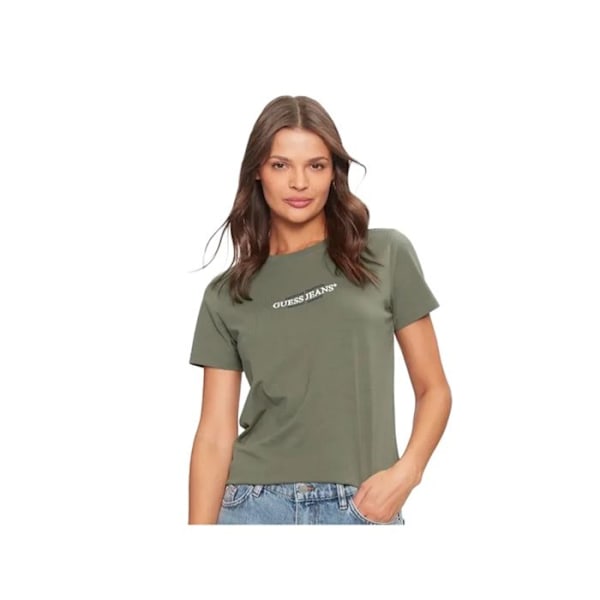 T-shirt Guess Kvinna Amerikansk Kaki Bomull Kaki S