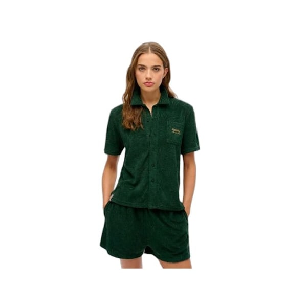 Superdry Damen Country Club Hemd Grøn Bomuld Grön M
