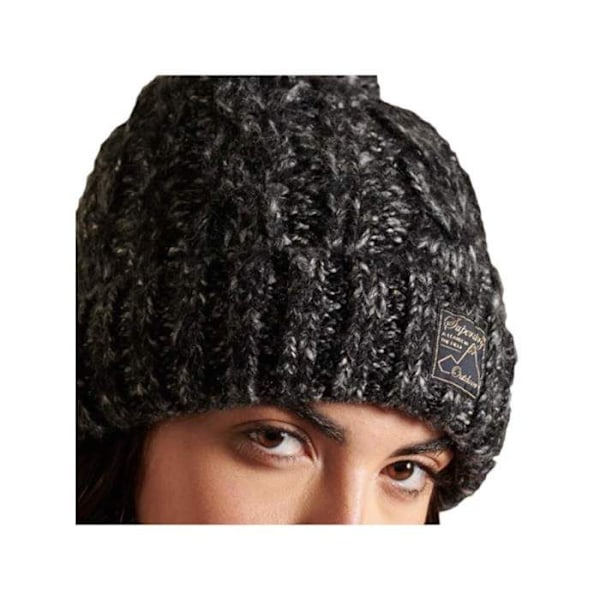Hue - Superdry - Tvistet - Sort tweed - Sherpa foring - Klassisk pompon tweed noir Unik storlek