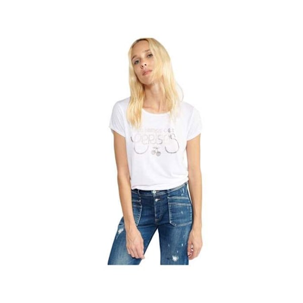T-shirt til kvinder Le Temps Des Cerises Basitrame 1211 hvid rund hals kortærmet Vit XS
