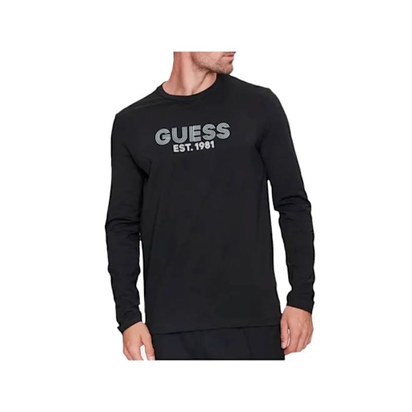 T-paita Guess Miehet EST 1981 Musta Synteettinen Svart jag