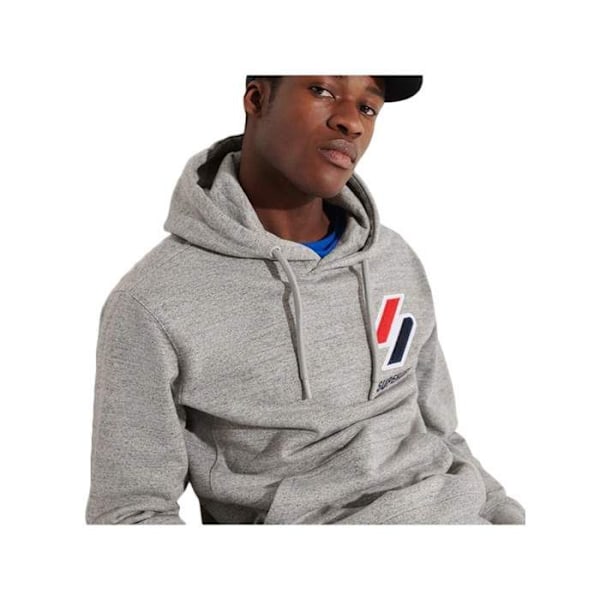 Sportstyle Superdry - harmaa melange huppari, jossa on applikoitu logo Grå brinnande melerat S
