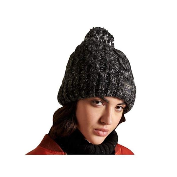 Hue - Superdry - Tvistet - Sort tweed - Sherpa foring - Klassisk pompon tweed noir Unik storlek