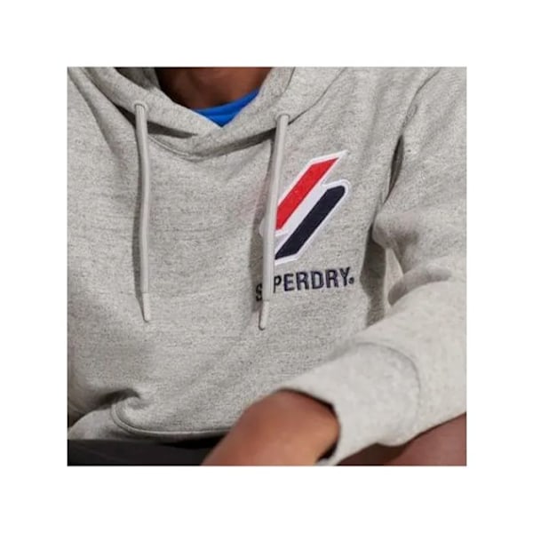 Sportstyle Superdry - harmaa melange huppari, jossa on applikoitu logo Grå brinnande melerat S