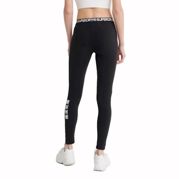 Legging Superdry Dame Logo elastisk Sort Bomuld Svart XS