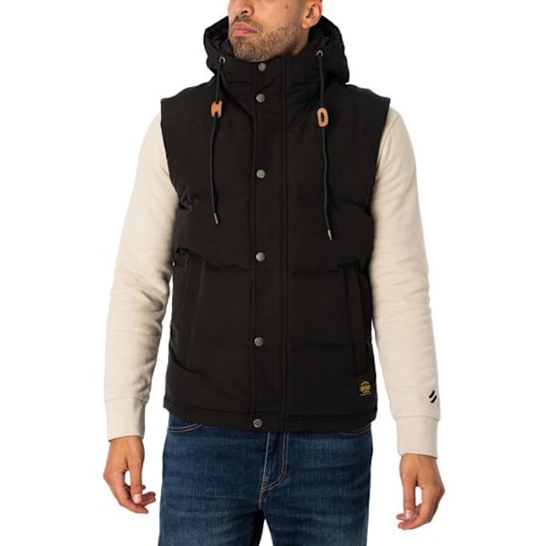 Doudoune SUPERDRY Everest med hætte 12A - Herre - Sort - Lynlås Svart jag