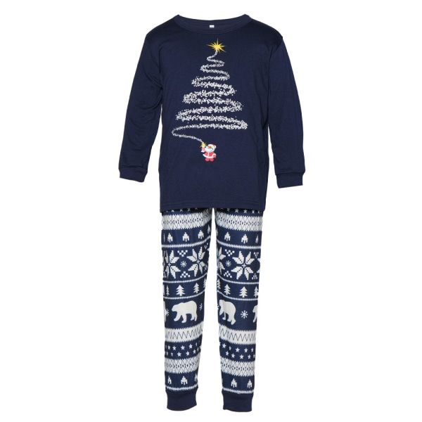 Julepysjamas for familien, matchende familiens jule-PJ-sett Blue Child 7T