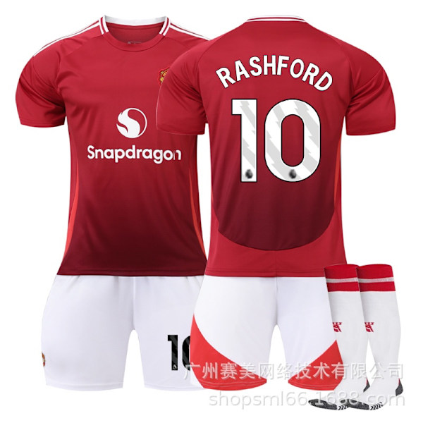 Rashford 10 Manchester United 24-25 Kotipaita Uusin Jalkapallopaita Aikuisten ja Lasten Uudelle Kaudelle 5 Kids 18(100-110cm)