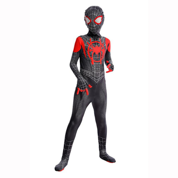 Spider-Man ungdom Halloween-dräkt, vadderad jumpsuit med mask Black Red 1 Black Red 1 130