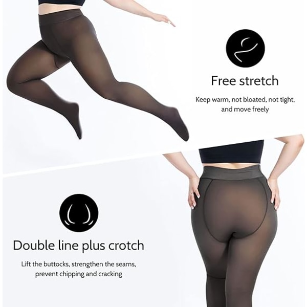 Fleecefodrade strumpbyxor Dam Plus Size Genomskinlig Fleece Strumpbyxor Vinter Varm Skir Tight Dam Leggings Thermal Fake Genomskinliga Tights