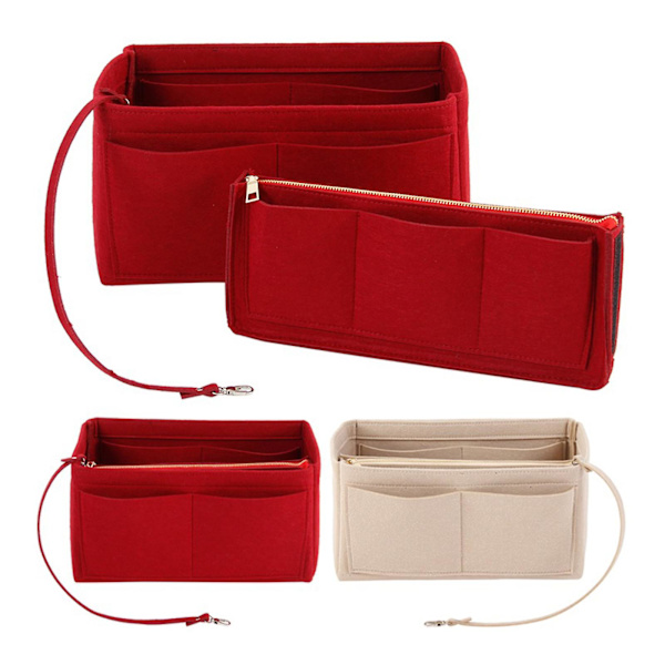 2023 New Best Discount Travel Organizer Handväska Filtväska Tote Liner Handväska Påse Insats Dam 3 storlekar Red Red 22*11*13