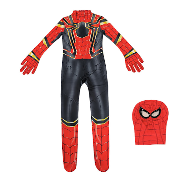 Spider-Man Ungdoms Halloween-kostume, Vatteret Jumpsuit med Maske Sort Rød 3 Black Red 3 110