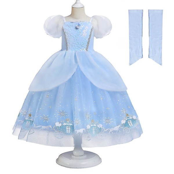 Prinsessakleidun lapset tytöt Tuhkimo Elegantti prinsessa Tulle Tutu mekko syntymäpäiväjuhlat Cosplay-asu 120cm