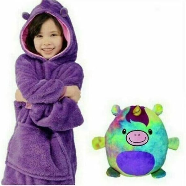 Kids Pets Hoodle Blanket Sweatshirt Soft Warm Oversized Plush Winter Hoodies CMK Purple