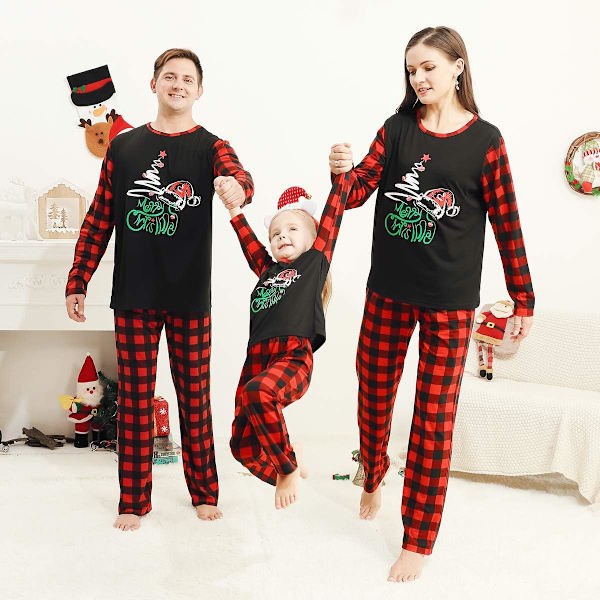 Grinch-aiheinen perhejoulupyjama aikuisille ja lapsille L